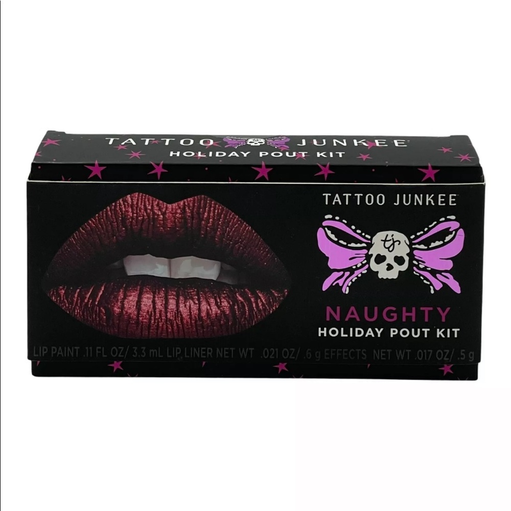 Tattoo Junkee Pout Kit Lip Paint Liner Metallic Naughty & Nice Liquid Lipstick - Picture 3 of 5